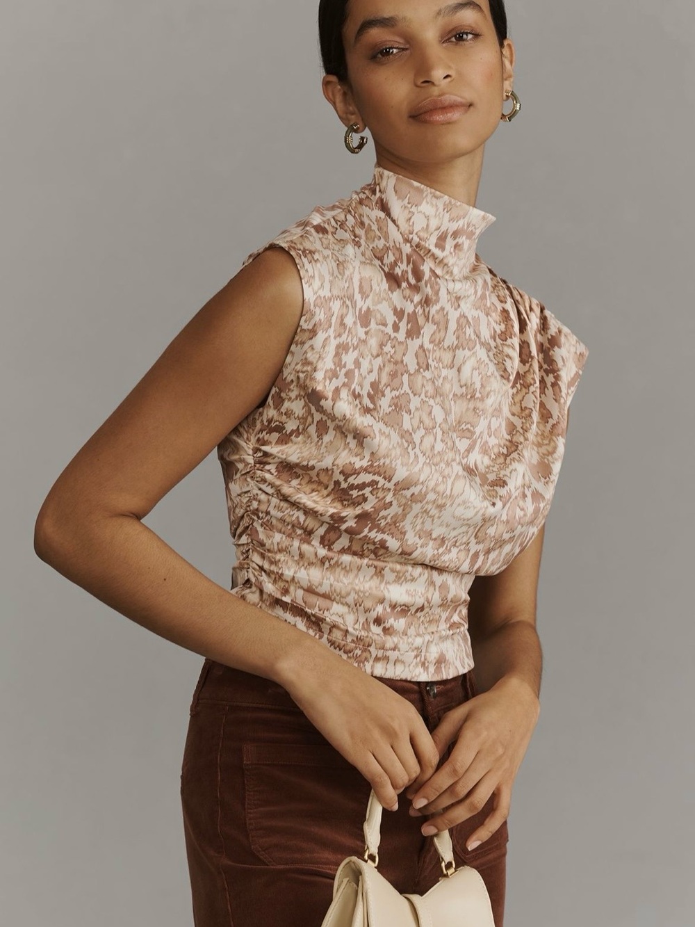 Anthropologie Beige and mock neck top